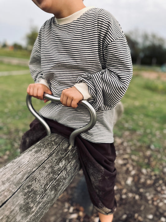 Melmel loose stripe sweatshirt - charcoal