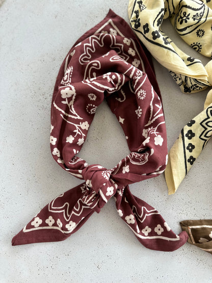 Oscar mom scarf - wine/butter/brown