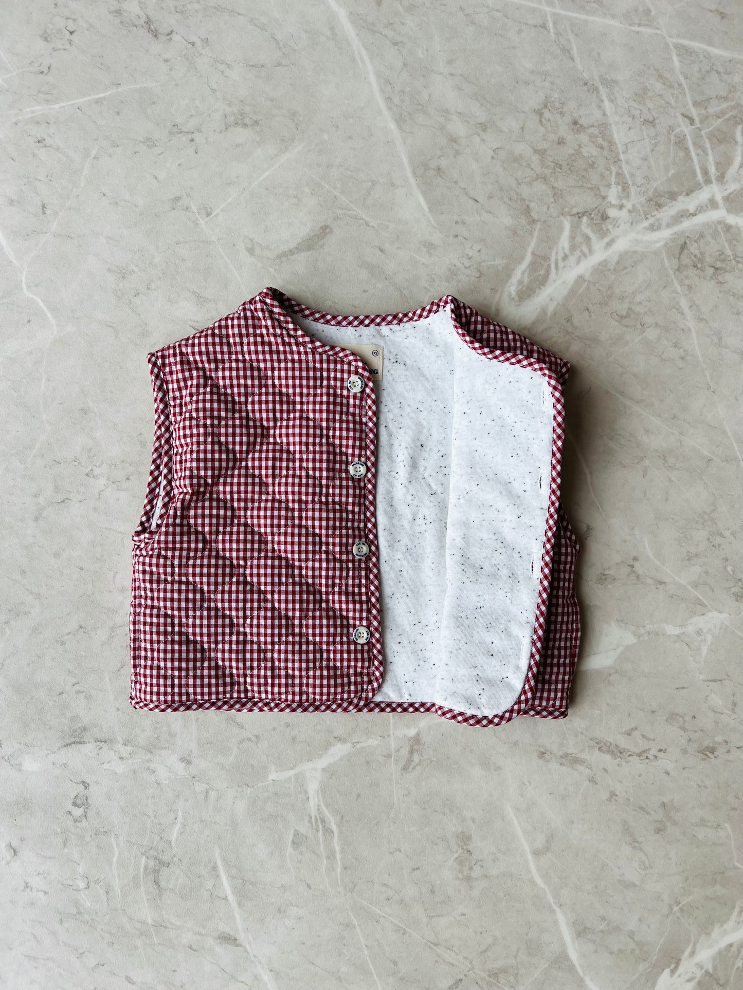 Powder vest - red check