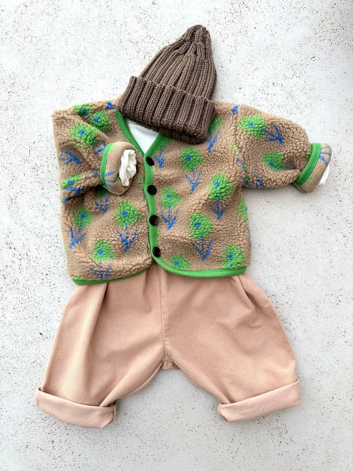 Flower fleece vest - beige