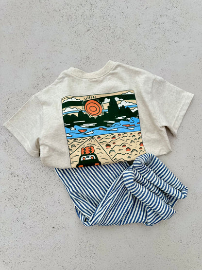 California boxy tee - Oatmeal melange
