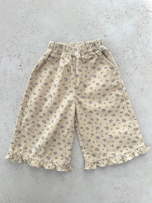 Lilly flower rib pants - ecru
