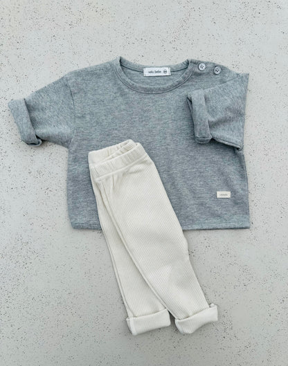 Bebe loose button tee - grey melange
