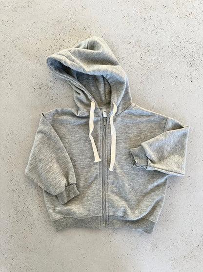 Willem zip-up hood jacket - melange grey