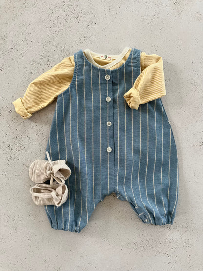 Bebe papillon button suit - denim blue