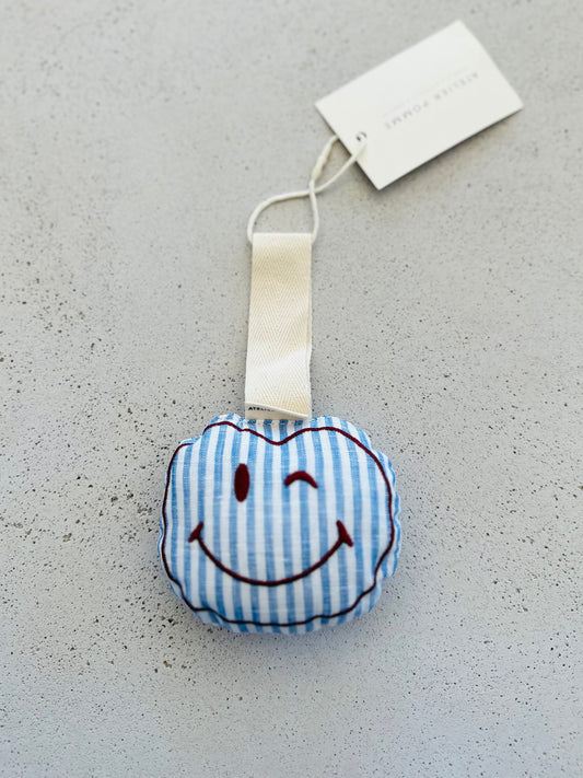 Pacifier cloth pomme la mer douce - blue stripes with ecru strap