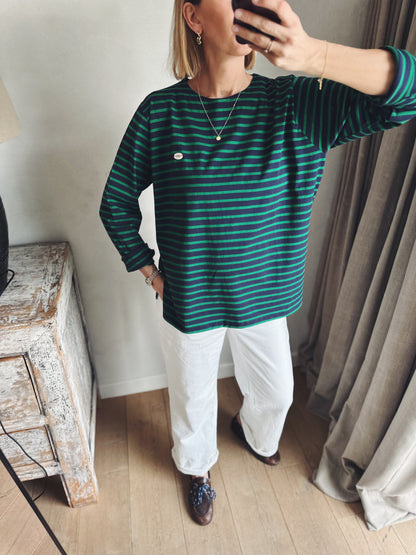 The fine b mom stripe tee - ivory/beige/navy/pink