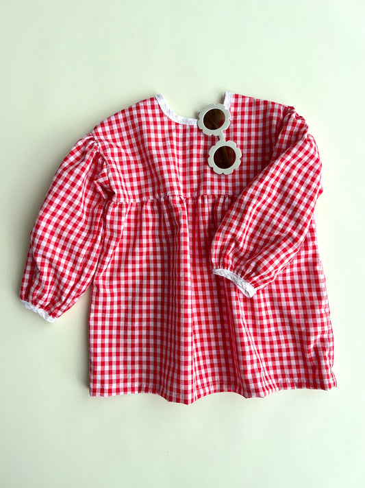 Sweetheart check dress - red