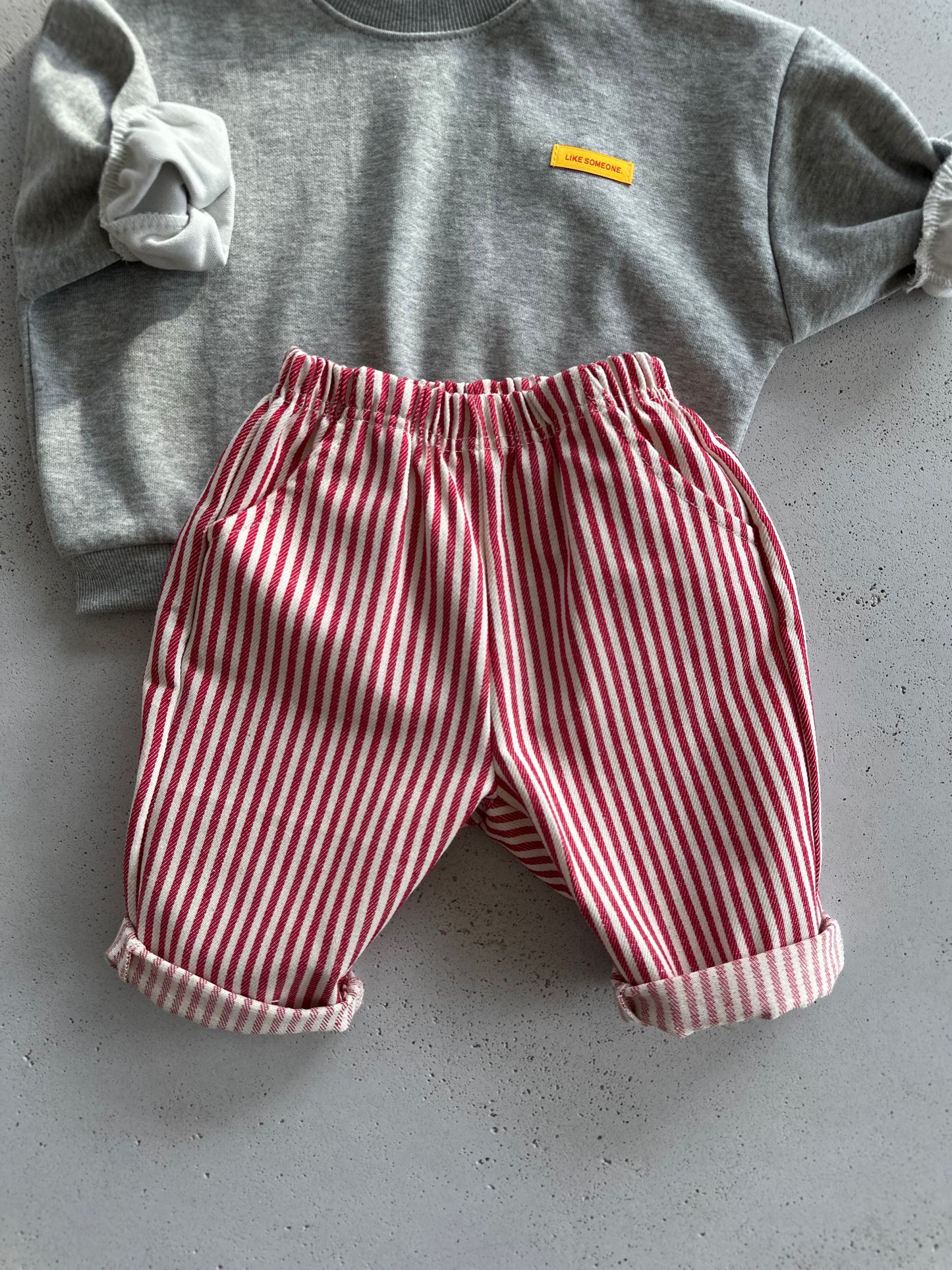 Louis stripe pants - red