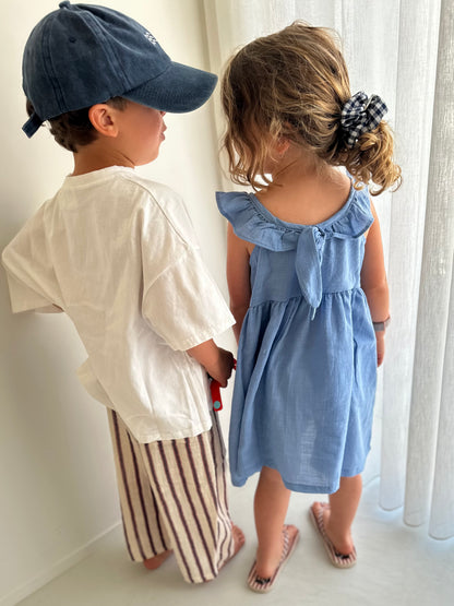Marie v frill summer dress - soft blue