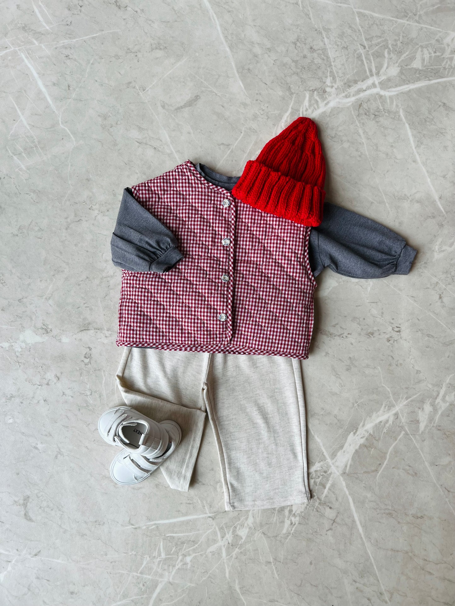 Powder vest - red check