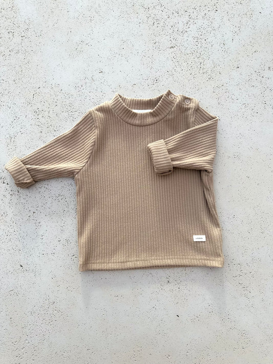 Bebe soft mock neck tee - beige