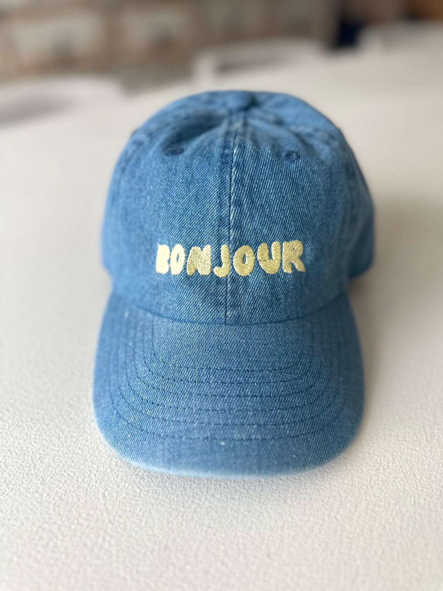 Atelier pomme bonjour denim cap