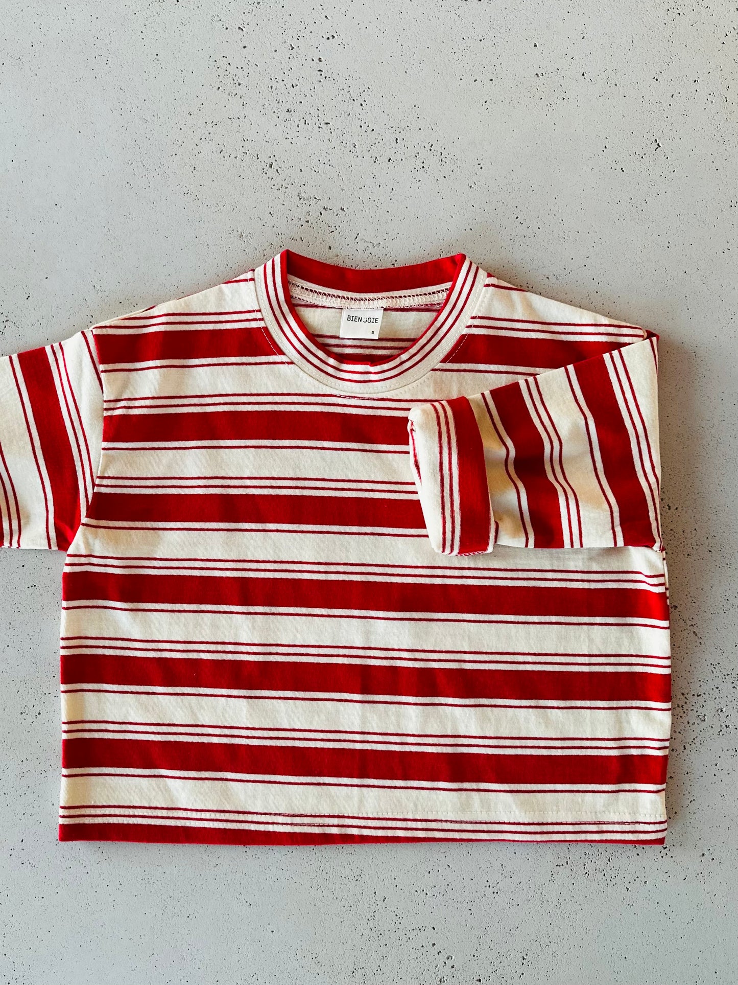 Las stripe boxy longsleeve - red