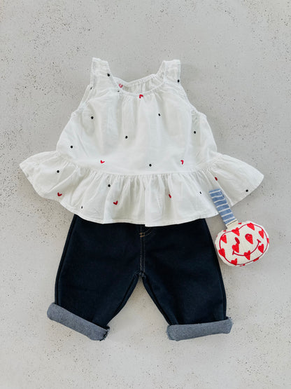 Heart dot blouse - ivory