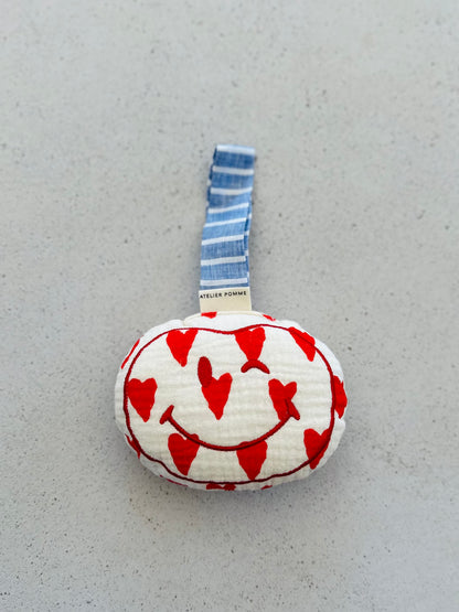 Pacifier cloth pomme - j'adore hearts