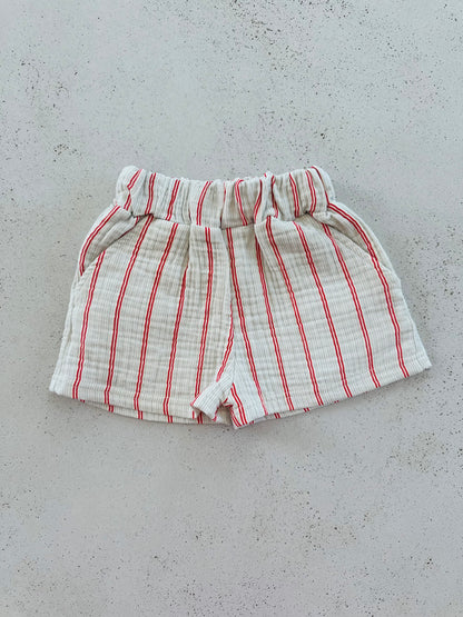 Carly stripe shorts - sky-red