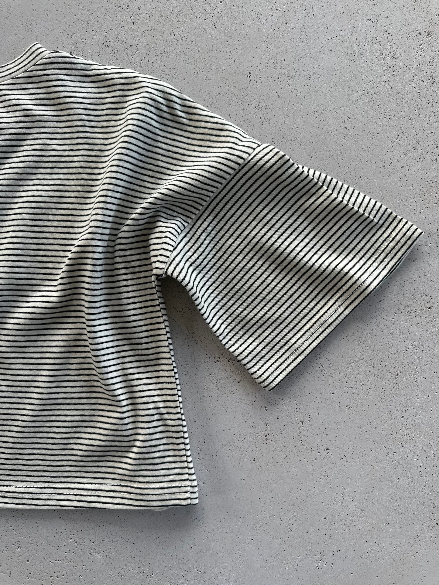 Lise stripe loose tee - ivory with charcoal