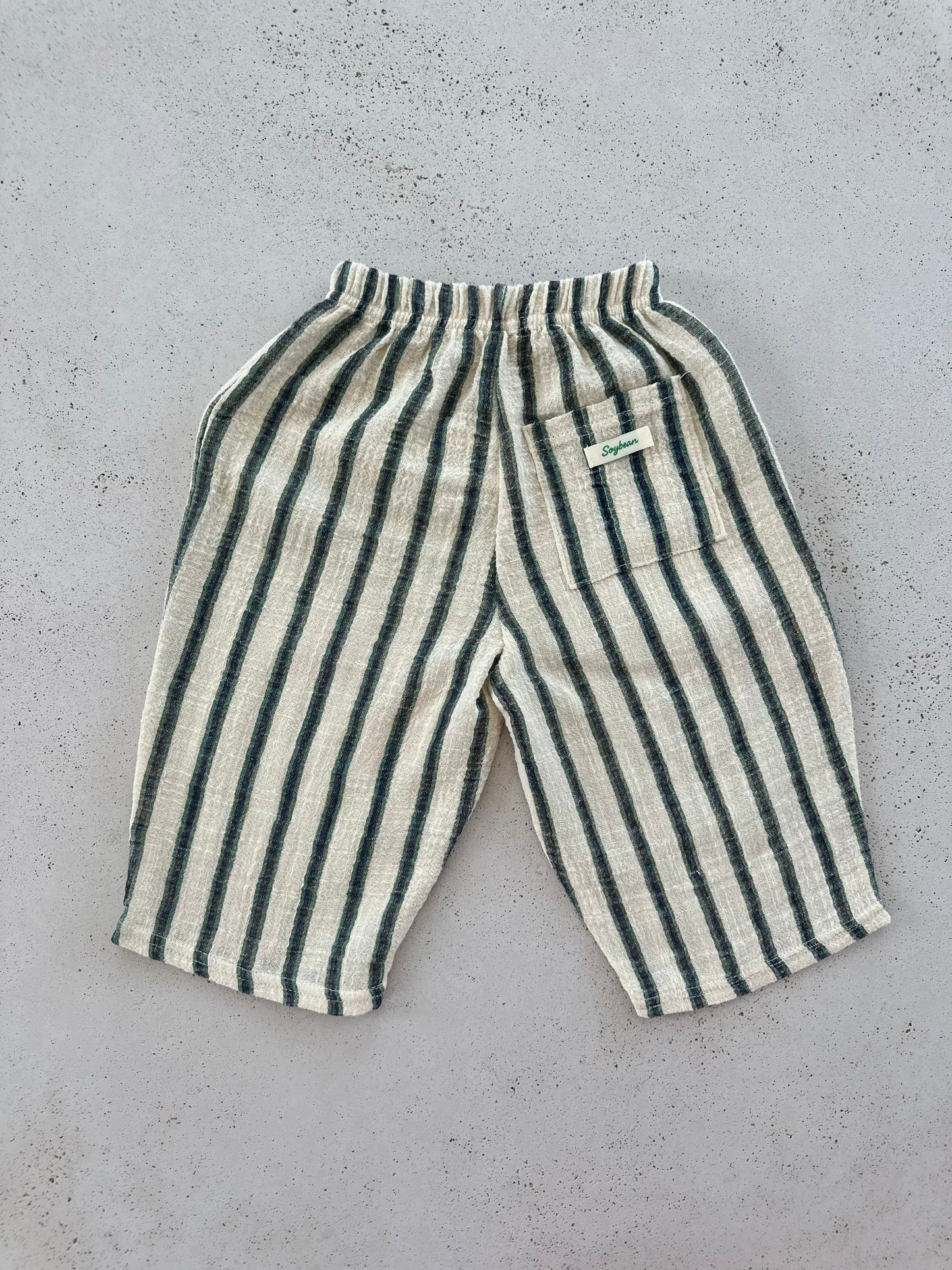 Ben linen curve summer pants - ecru-green