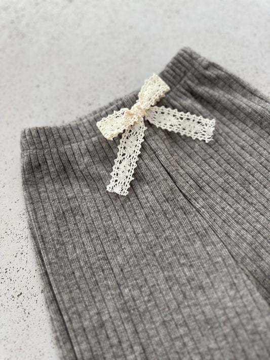 Celeste knit & lace pants - grey