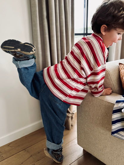 Las stripe boxy longsleeve - red