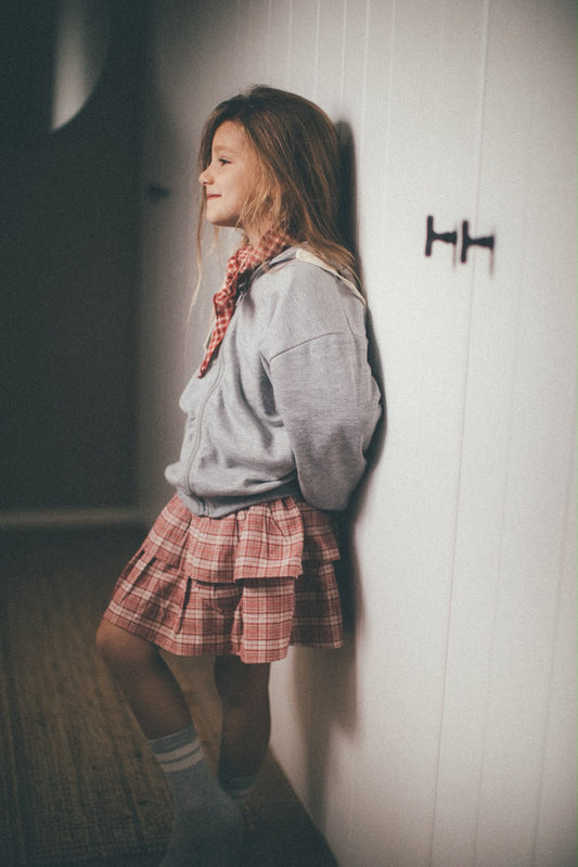 Flo flannel check skirt with shorts - red