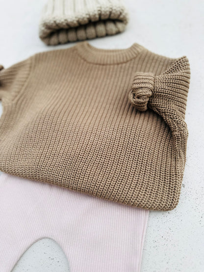 Bebe cotton rib legging - beige/cream/indie-pink