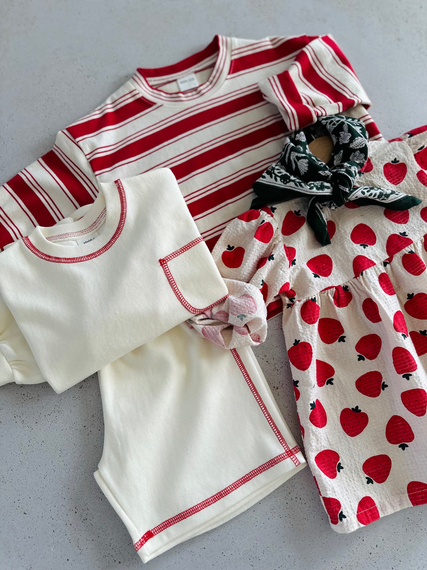 Stitch pocket sweat & shorts set - ecru