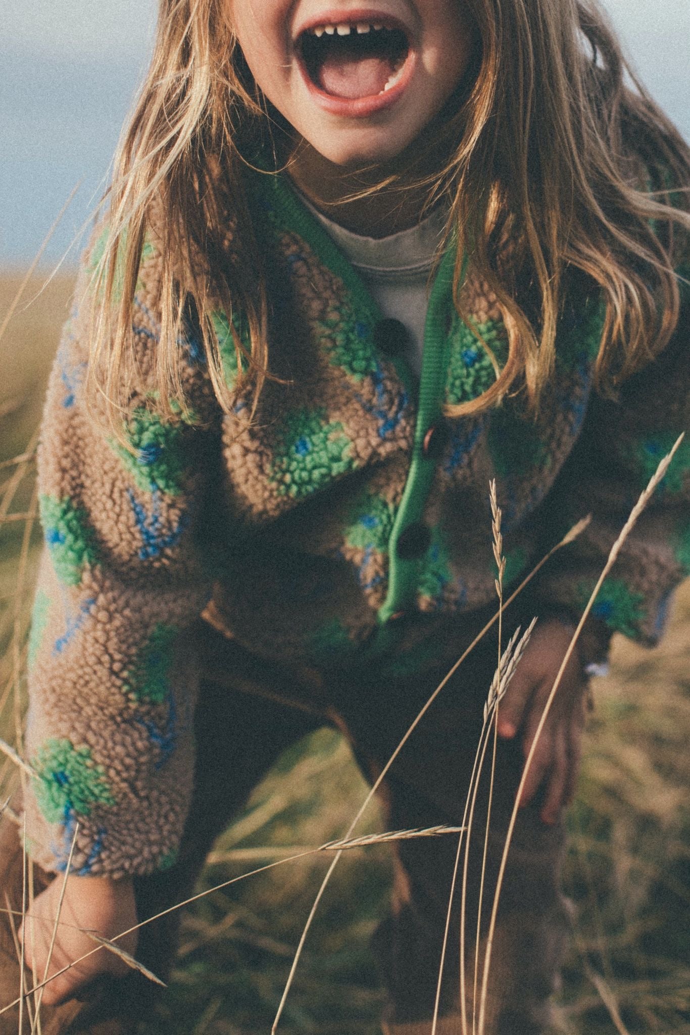 Flower fleece vest - beige
