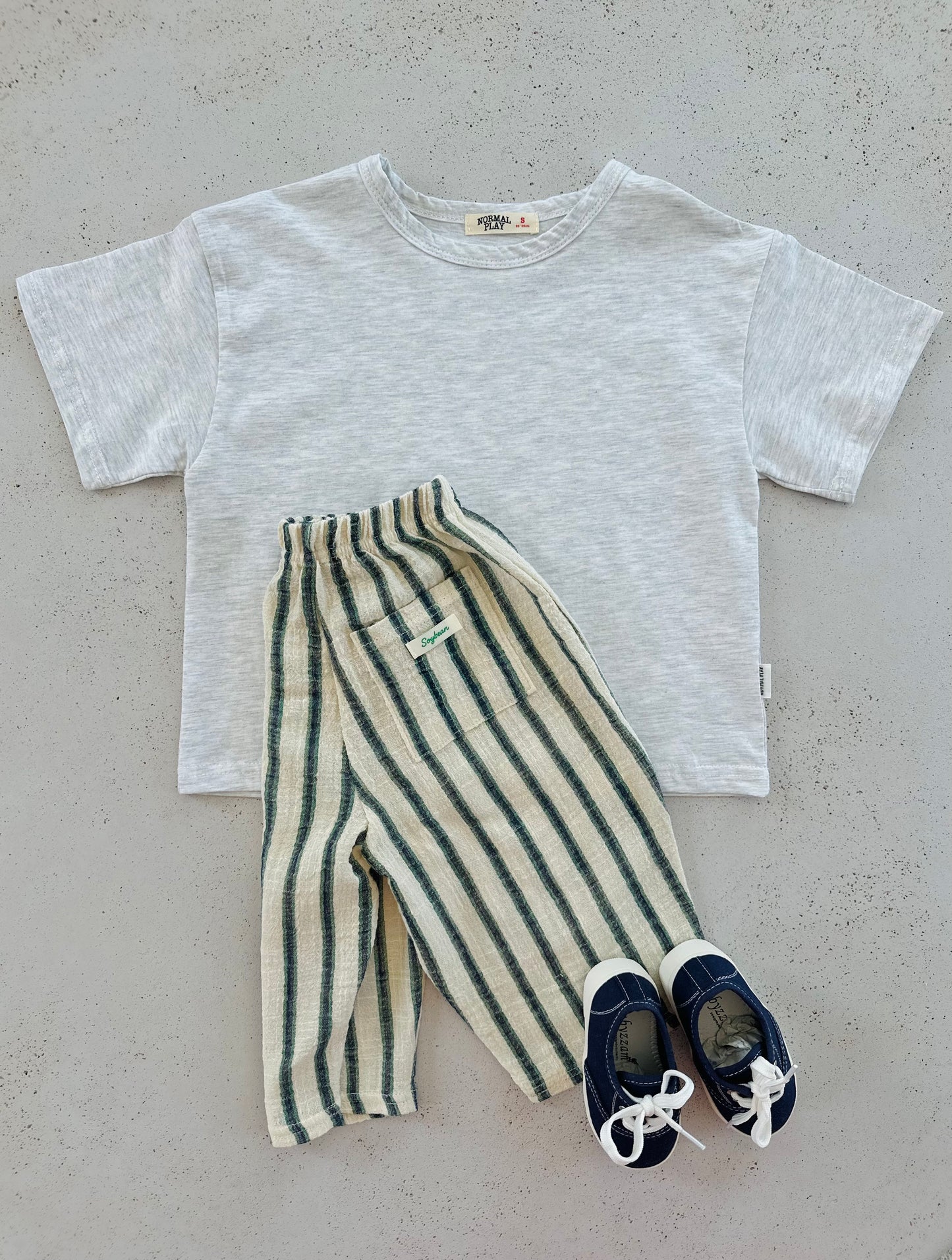 Ben linen curve summer pants - ecru-green