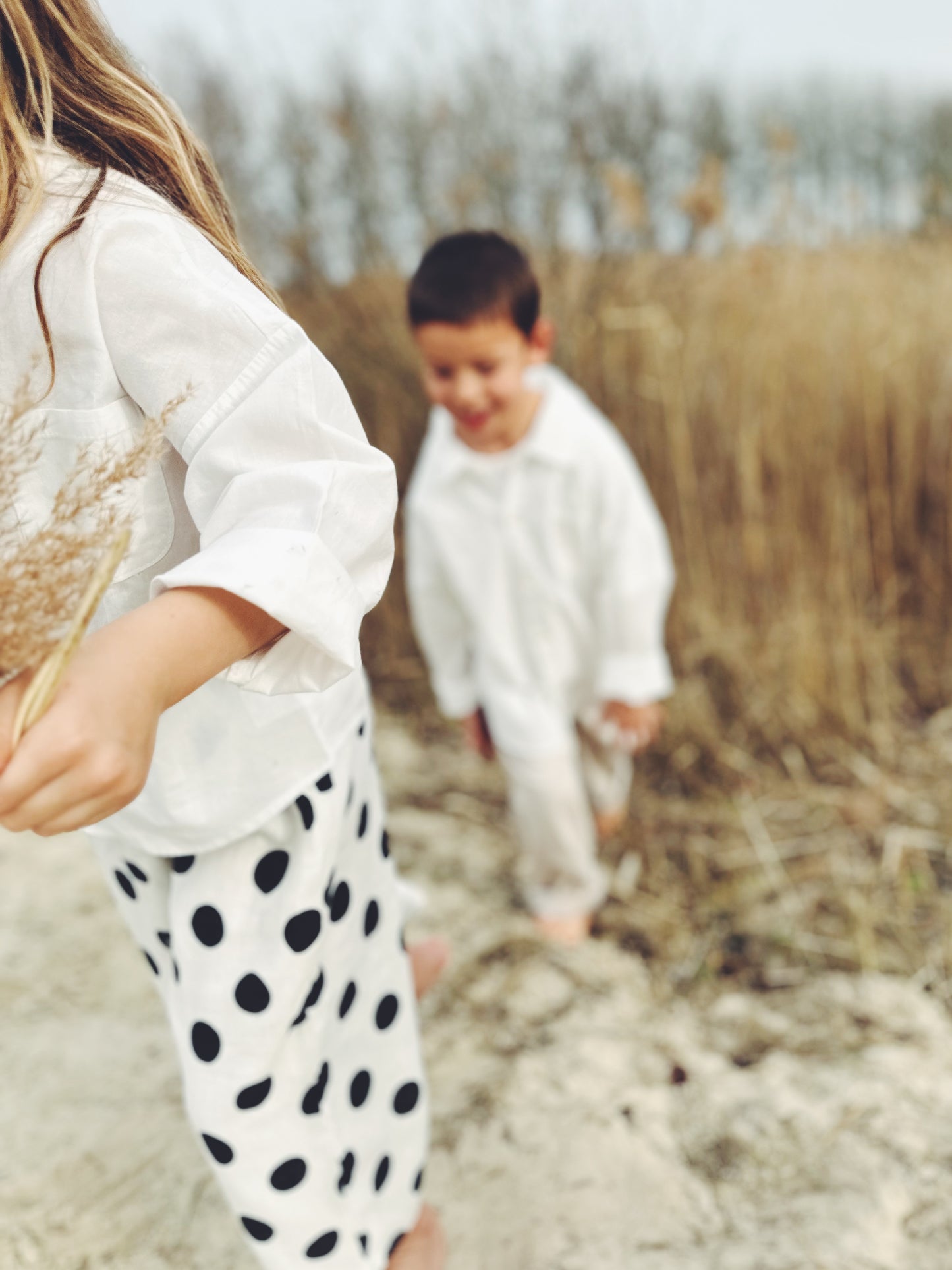 Pine flowy pants - ivory with black dots