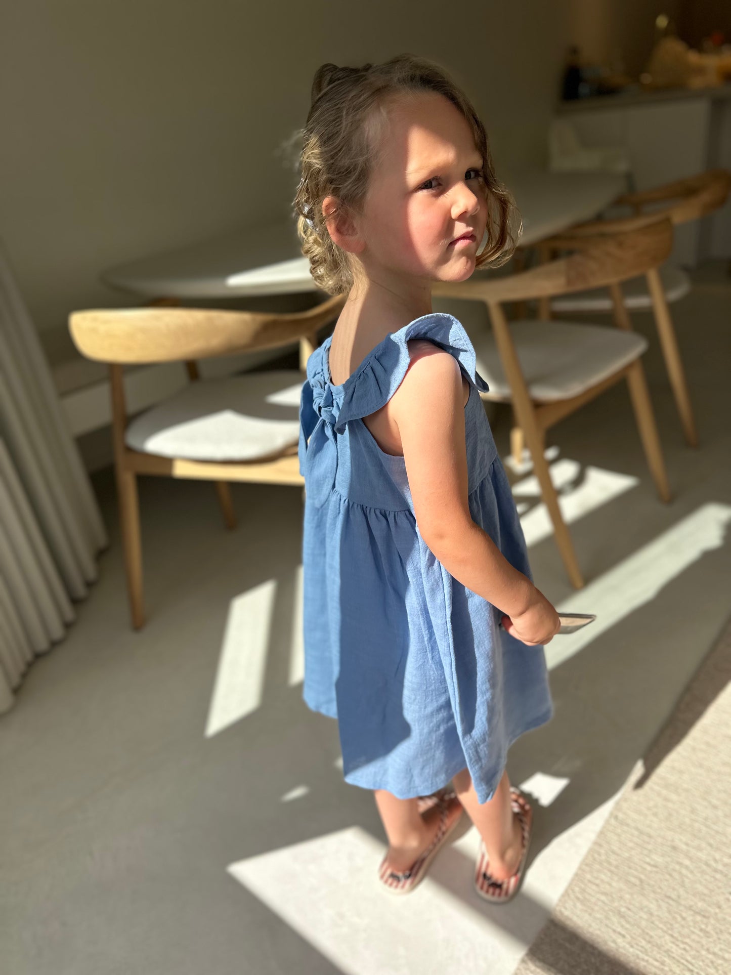 Marie v frill summer dress - soft blue