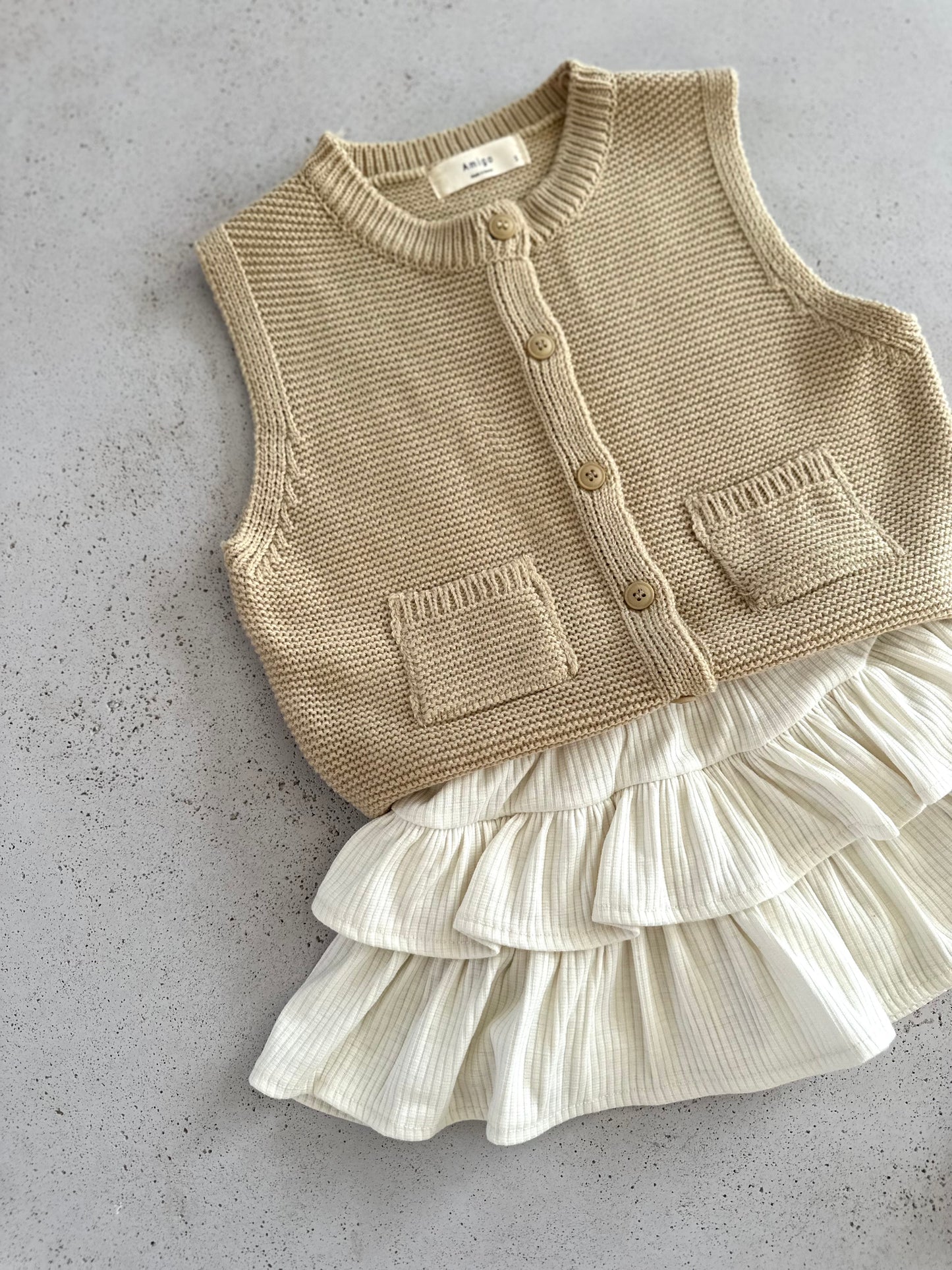 Luca double-knit vest - beige