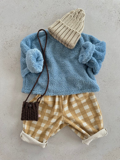 Bong crop fluffy top - sky blue