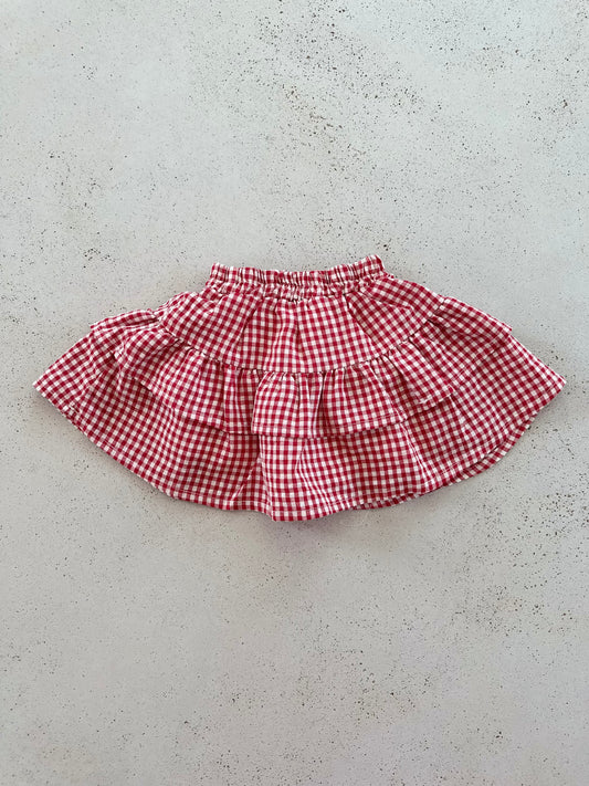 Nina vichy skirt - red