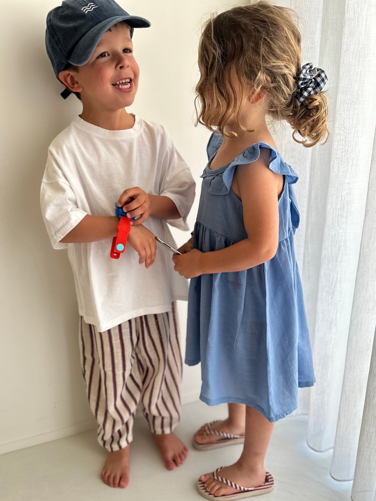 Marie v frill summer dress - soft blue