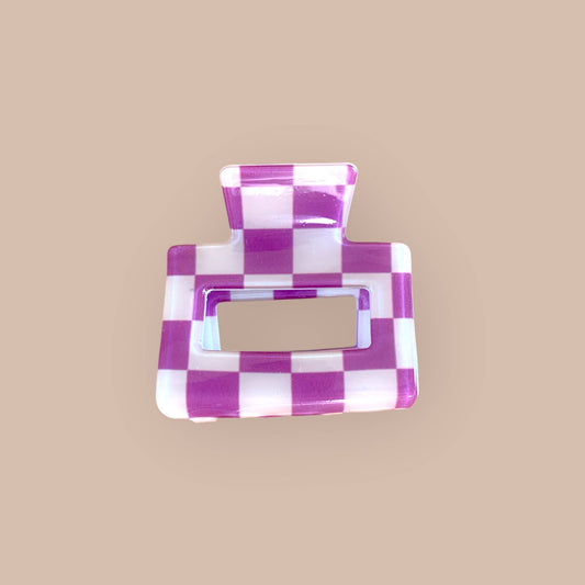 Croco hairpin large - purple/ecru