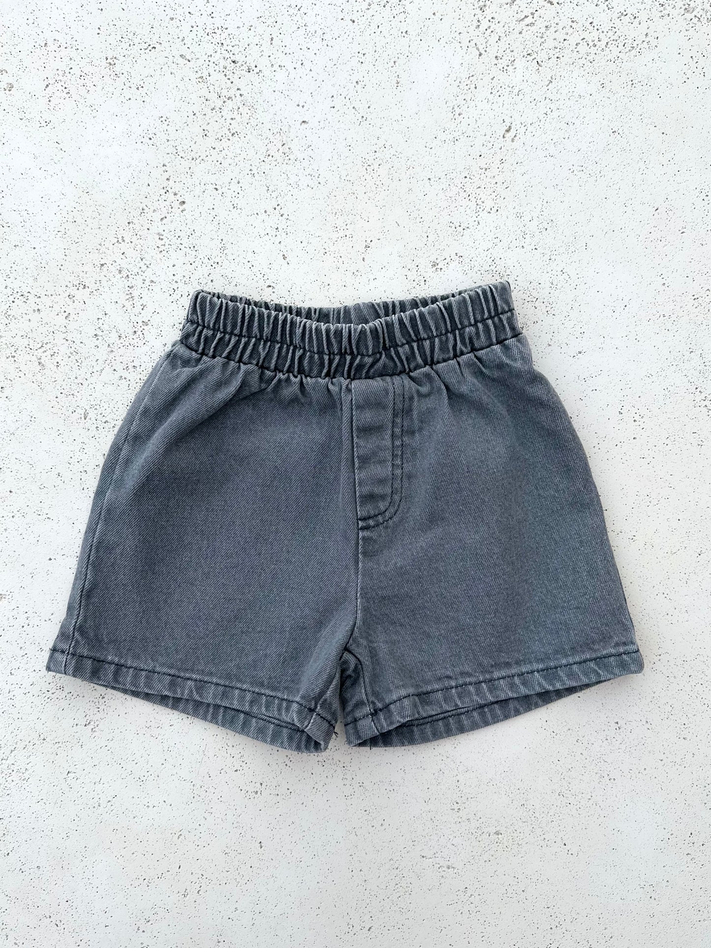Milo wide denim shorts - grey washing