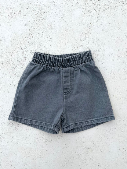 Milo wide denim shorts - grey washing