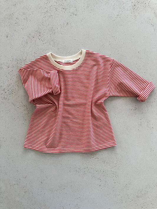Ada stripe relaxed tee - red