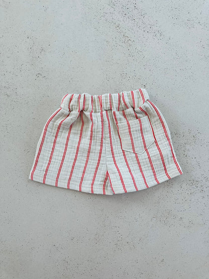 Carly stripe shorts - sky-red