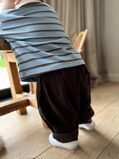 Mel stripe polo - sky/brown