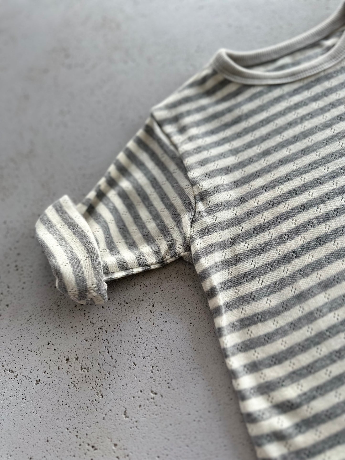 Momenti ajour stripe longsleeve - grey