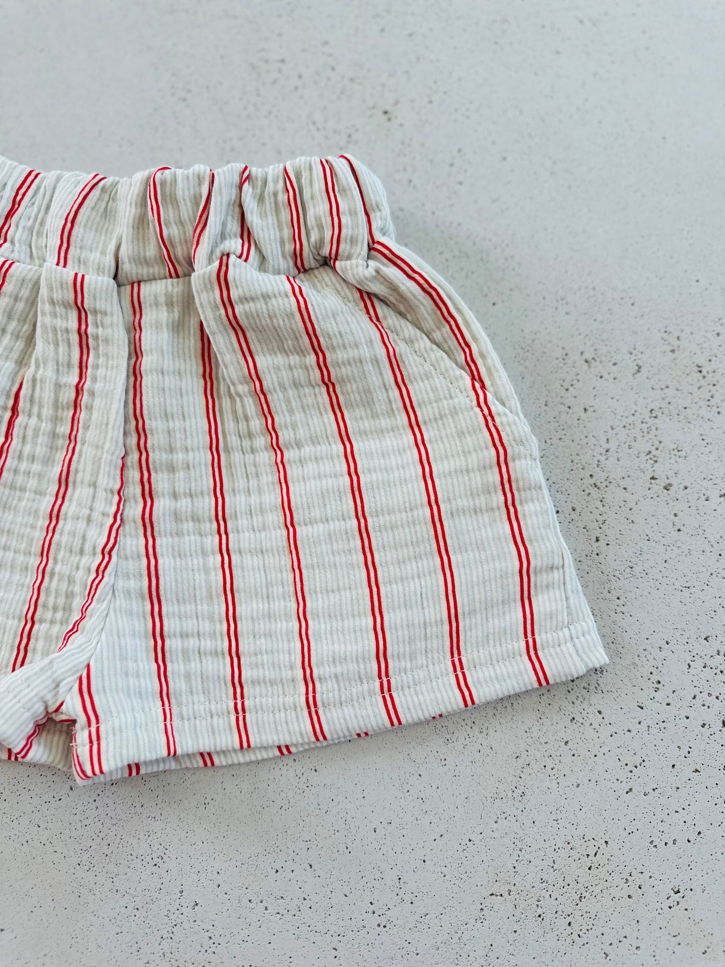 Carly stripe shorts - sky-red