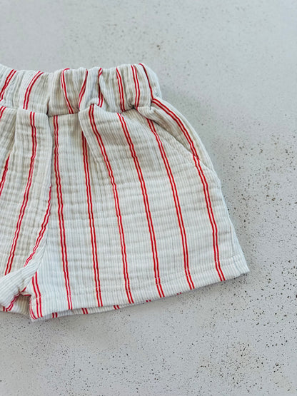 Carly stripe shorts - sky-red