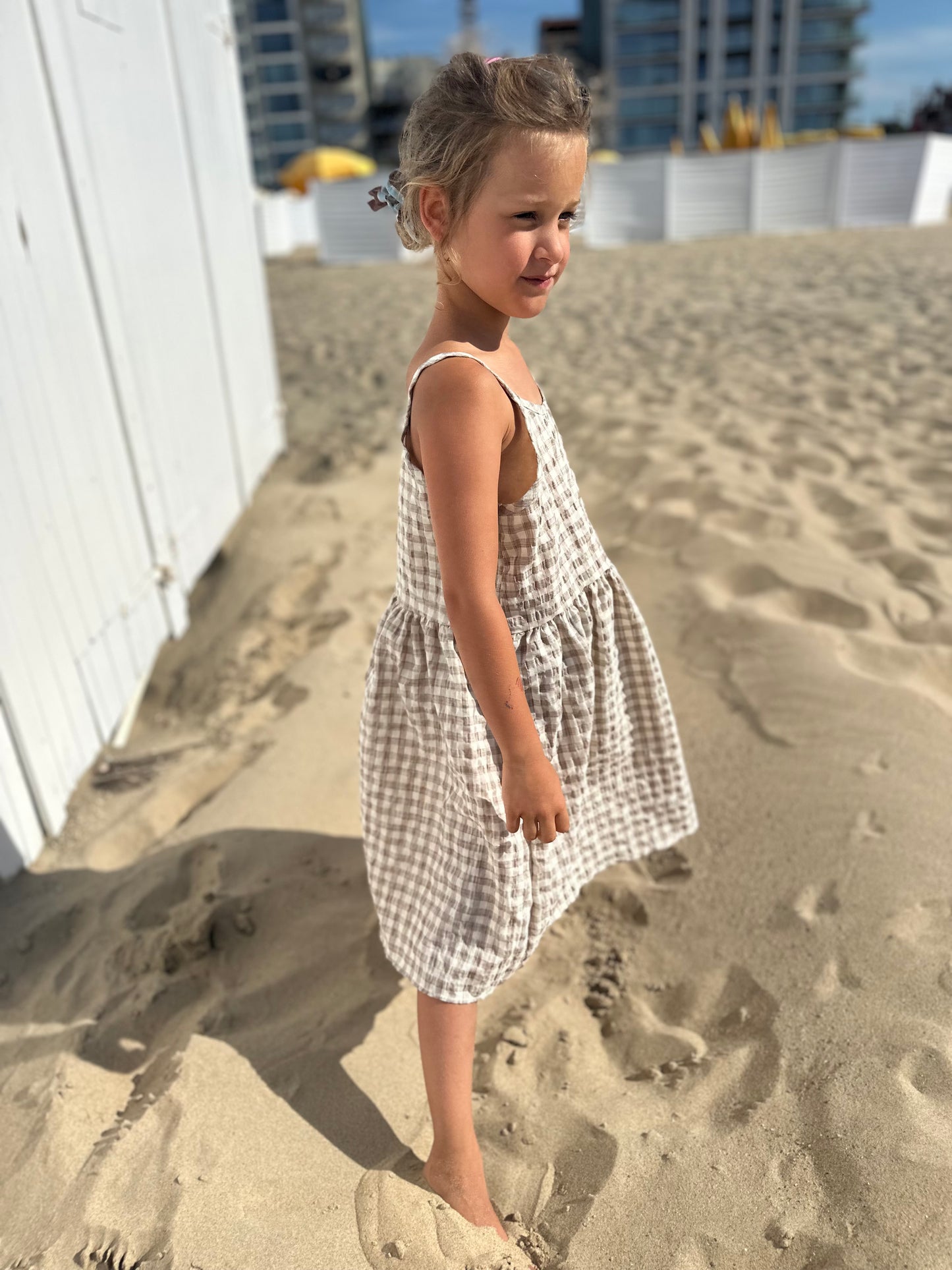 Molly check dress - light brown