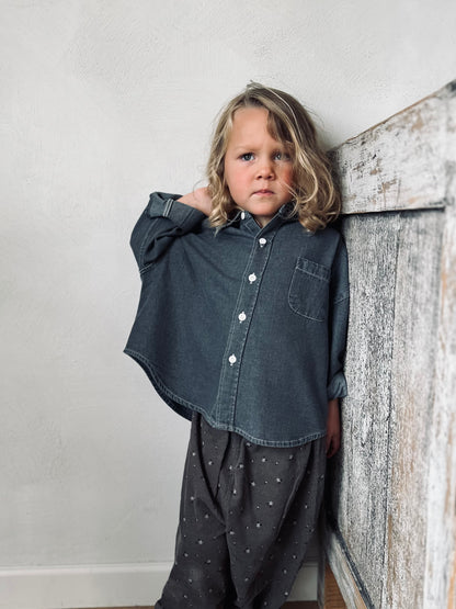 Bucket oversized denim shirt - grey