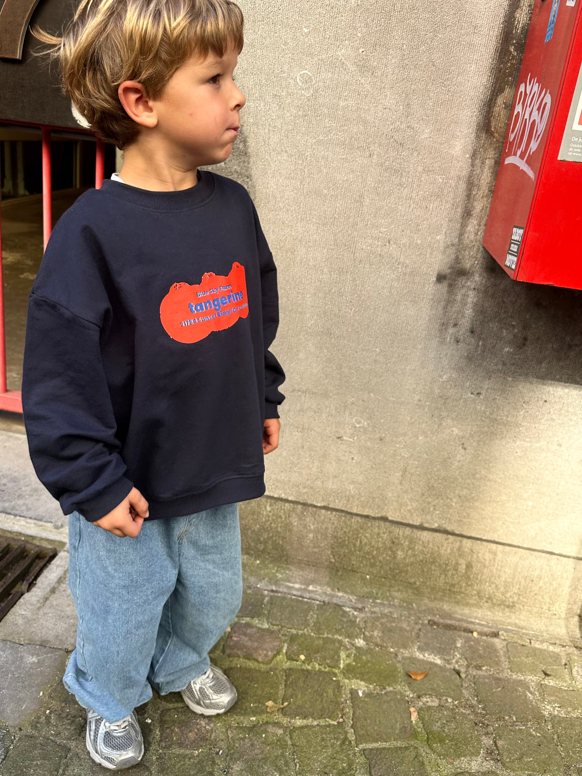 Orange sweater - navy