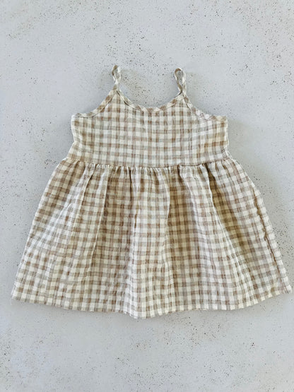 Molly check dress - light brown