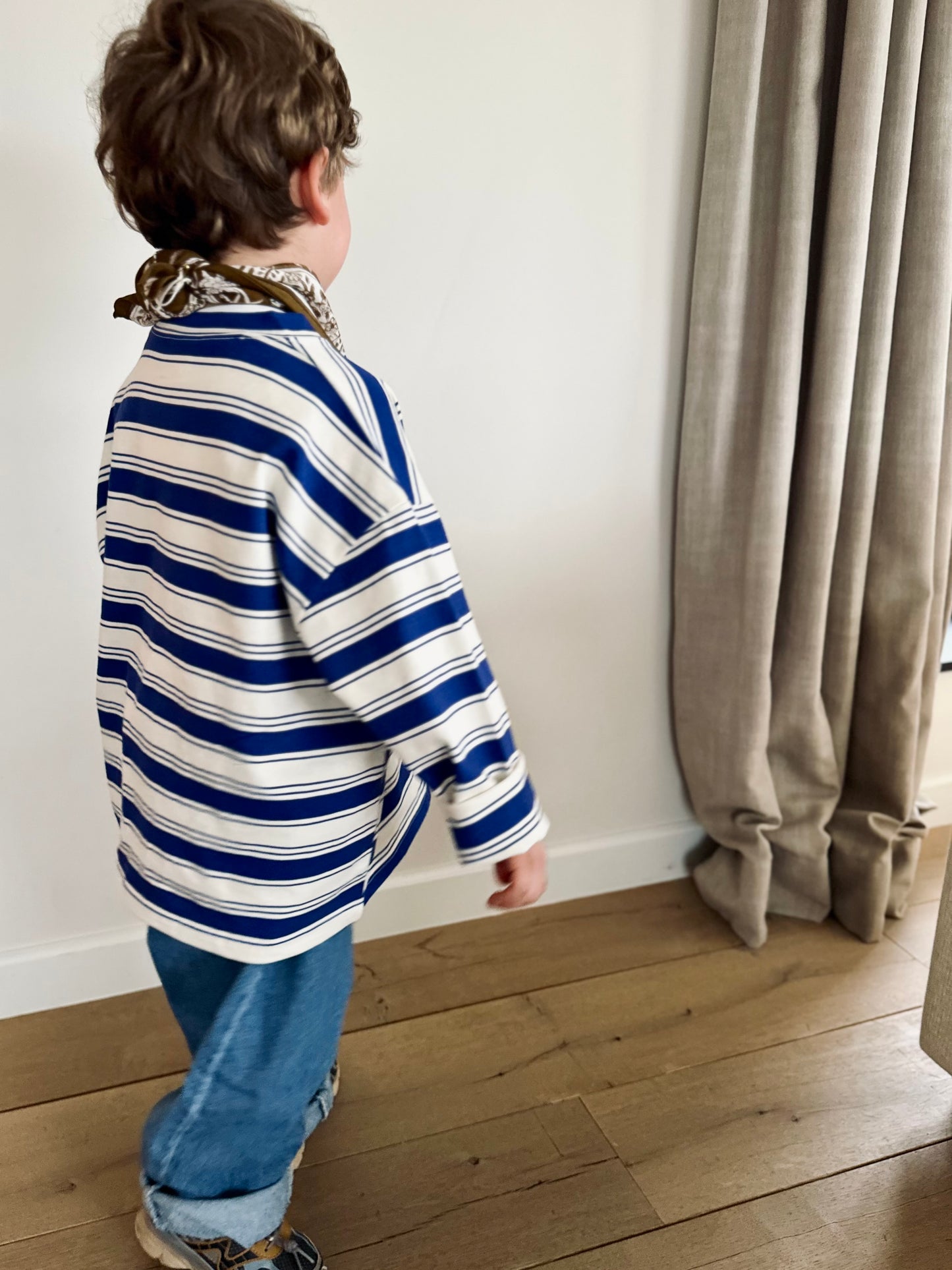 Las stripe boxy longsleeve - blue